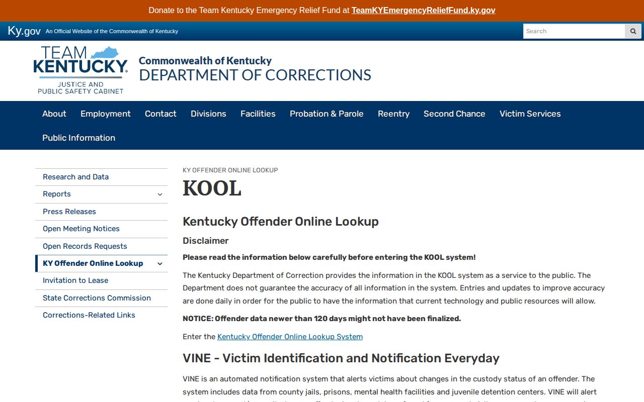 Kentucky KOOL daily update and 120-day finalization warning